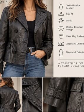 YAYA Leather Black Blazer Jacket Size M